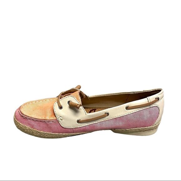 SAM EDELMAN Sebastian Canvas Boat Slip On Shoes Pink Orange White 7.5 - Picture 7 of 12